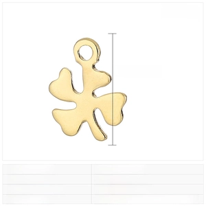 Technical drawing of stainless steel four-leaf clover pendant with 10x8mm dimensions