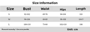 Detailed size chart showing measurements for the summer deep V neck backless dress