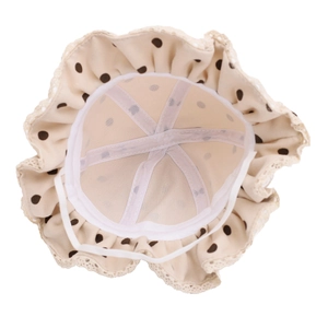 Chapeau de soleil réglable pour bébé avec pois, dentelle et sangle élastique interne