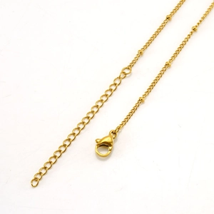 18K gold plated stainless steel square pearl chain with lobster clasp and extension chain