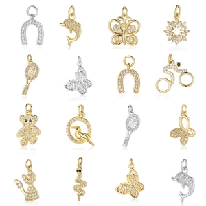 Copper Animal Object Pendants With Cubic Zirconia Micro Pave For DIY Necklace Bracelet Making Shiny Jewelry Accessories