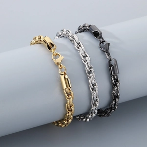 Mens Stainless Steel Braided Wheat Chain Bracelet Minimalist Vintage Punk Style Jewelry With Lobster Clasp