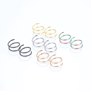 Set of 10 spiral stainless steel nose rings in black gold silver rose gold and rainbow