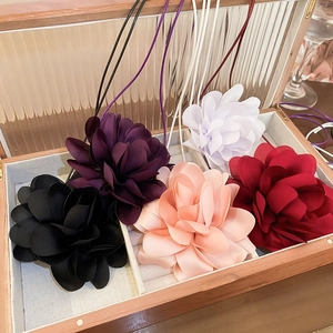 Extra Long Fabric Flower Necklace Versatile 3D Chiffon Floral Choker Elegant Wrap Around Neck Accessory For Women Girls