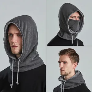 Cagoule d'hiver coupe-vent avec doublure polaire chaude et cordons pour le cyclisme