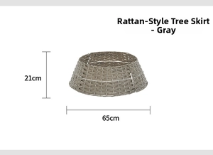 Gray faux rattan Christmas tree skirt collar with 65cm base diameter measurements