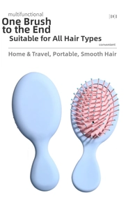 Detail view showing front and back of portable mini air cushion scalp massage brush