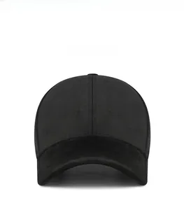 Front macro detail of black business baseball cap with mesh texture and silver MR logo