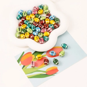 Colorful american football ceramic beads for DIY bracelets and necklaces making