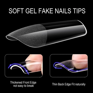 Unghie finte in gel morbido con bordo anteriore spesso e base sottile per un fit naturale