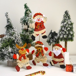 Christmas tree hanging ornaments set with Santa Snowman Reindeer and Bear plush dolls