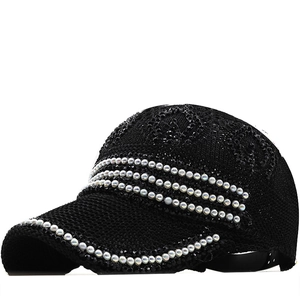 Damen Baseball Kappe Mit Künstliche Perlen Und Strass Dekoration Atmungsaktive Baumwolle Gestrickter Sonnenhut Luxus Mode Verstellbar