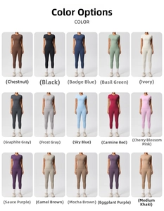 Détails des options de couleurs pour l'ensemble de yoga avec leggings et t-shirts