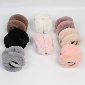 Foldable plush earmuffs for women in various colors with soft faux fur texture