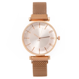 Reloj de Cuarzo a la Moda para Mujer Correa de Malla Milanesa Magnética Dial con Strass Elegante Analógico Oro Rosa