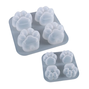 Translucent silicone cat paw mold set with four cavities for DIY resin art crafts