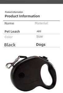 Detail view of durable black retractable dog leash with ergonomic ABS grip and metal hook