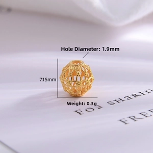Macro shot of S925 silver gold-plated hollow lotus charm with 7.1mm size details