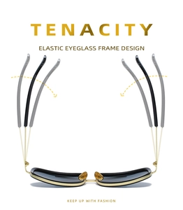 Elastic eyeglasses frame design with black and gold temples showing high tenacity