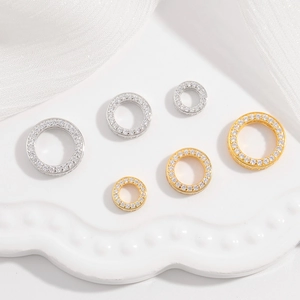 925 Sterling Silver Round Spacer Beads Full Zirconia Inlaid Hollow Round Beads For DIY Bracelet Necklace Jewelry Making Accessory