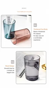Close-up of translucent thickened PS plastic mouthwash cup showing round rim and modern texture