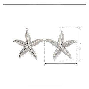 Dimensions techniques d'un pendentif étoile de mer en acier de 30mm avec poids