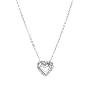 Elegant heart-shaped necklace in titanium steel with shimmering zircon double heart pendant