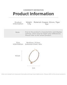 Detailed view of tiger eye stone pendant with measurements and size specifications