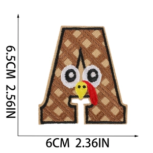 Turkey alphabet A letter embroidery patch for clothes with 6.5cm x 6cm dimensions