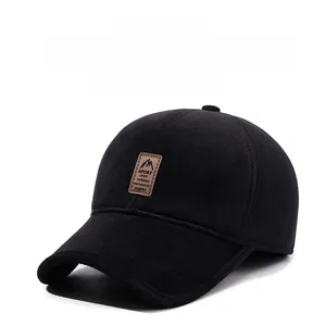 Detail showing winter baseball cap with thick fleece lining and warm ear protection