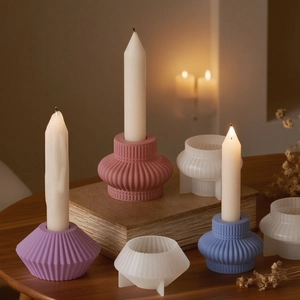 Silicone mold for geometric striped candle holders and DIY resin plaster flower pots