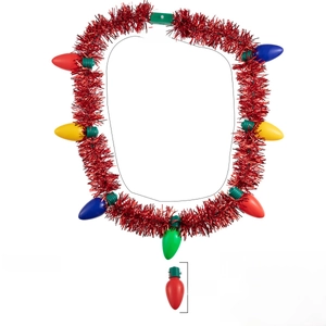 Christmas tree wreath necklace with multi-colored LED bulbs and 16.5 inch dimensions