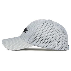Light grey breathable mesh baseball cap with PINK embroidery for summer outdoor sun protection