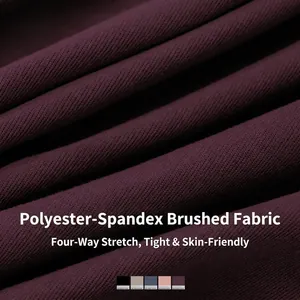 Close-up of premium brushed yoga bra fabric featuring four-way stretch and deep purple texture