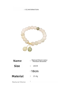 Detail view of natural stone lotus seed pod bracelet with 18cm size and 23.4g weight