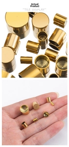 Polished 18k gold stainless steel leather cord end caps in various sizes for DIY jewelry