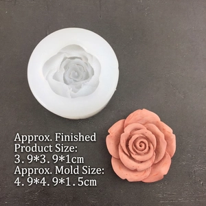 6-cavity rose silicone mold for resin crafts and cake mousse with dimension details