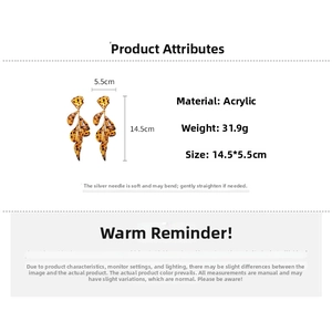Detail specifications of leopard acrylic petal tassel earrings with silver needle pins