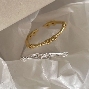 Minimalist 925 sterling silver bow knot open rings in gold and silver finishes