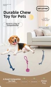 Durable cotton rope pet toys for dogs including blue and pink braided chew ropes for teething