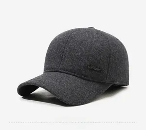 Detail view of winter wool baseball cap with 3D SPORT logo and thick warm fabric