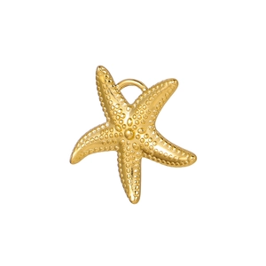 Detailed view of a golden starfish pendant with textured surface for DIY jewelry making