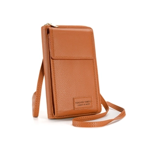 Women Pebbled PU Leather Cell Phone Crossbody Bag Wallet With Zipper Pocket Card Slots Adjustable Strap Urban Simple Style
