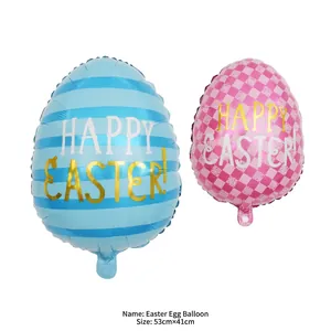 Detailed view of colorful Happy Easter egg foil balloons measuring 53cm by 41cm