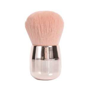 Professional pink mushroom head blush brush with metallic handle for makeup and nail art