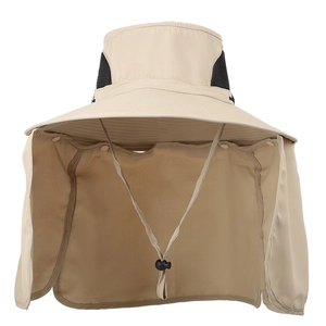 Sun Hat Wide Brim Waterproof Breathable Nylon Bucket Hat With Neck Flap For Fishing Hiking Men Adjustable Windproof