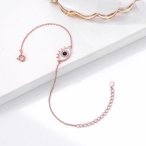 Elegantes Damenarmband aus Roségold S925 Sterlingsilber mit blauem Evil-Eye-Anhänger