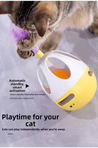 Interactive egg-shaped cat toy with feather, touch-to-wake and auto-standby functions