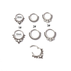 Anneaux De Nez En Acier Inoxydable Incrustés De Zircon Septum Clicker Segment Articulé Bijoux De Corps Mode Universel