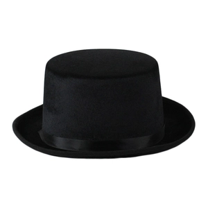 Cilindro classico in velluto nero con nastro di raso per feste o stile vintage da uomo